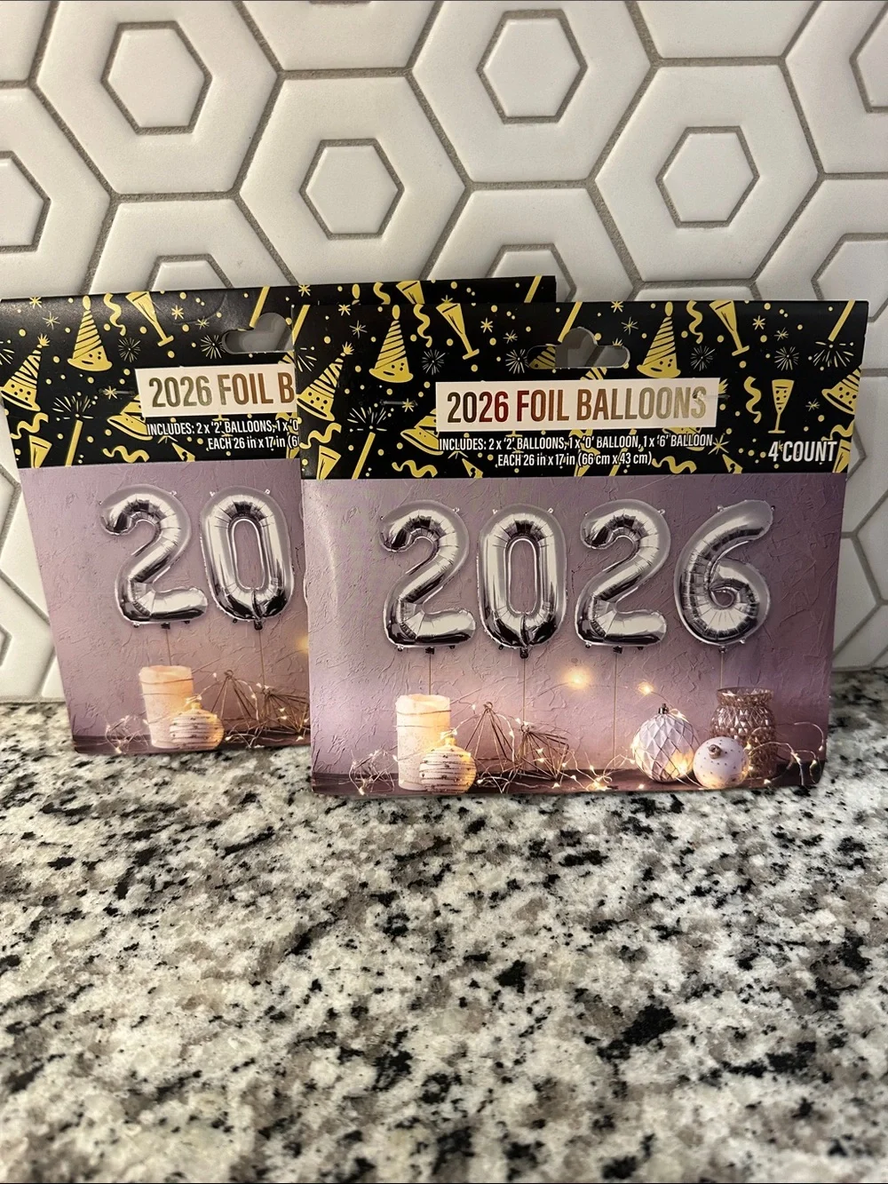 2026 Silver Foil Number Balloons - Set of 2